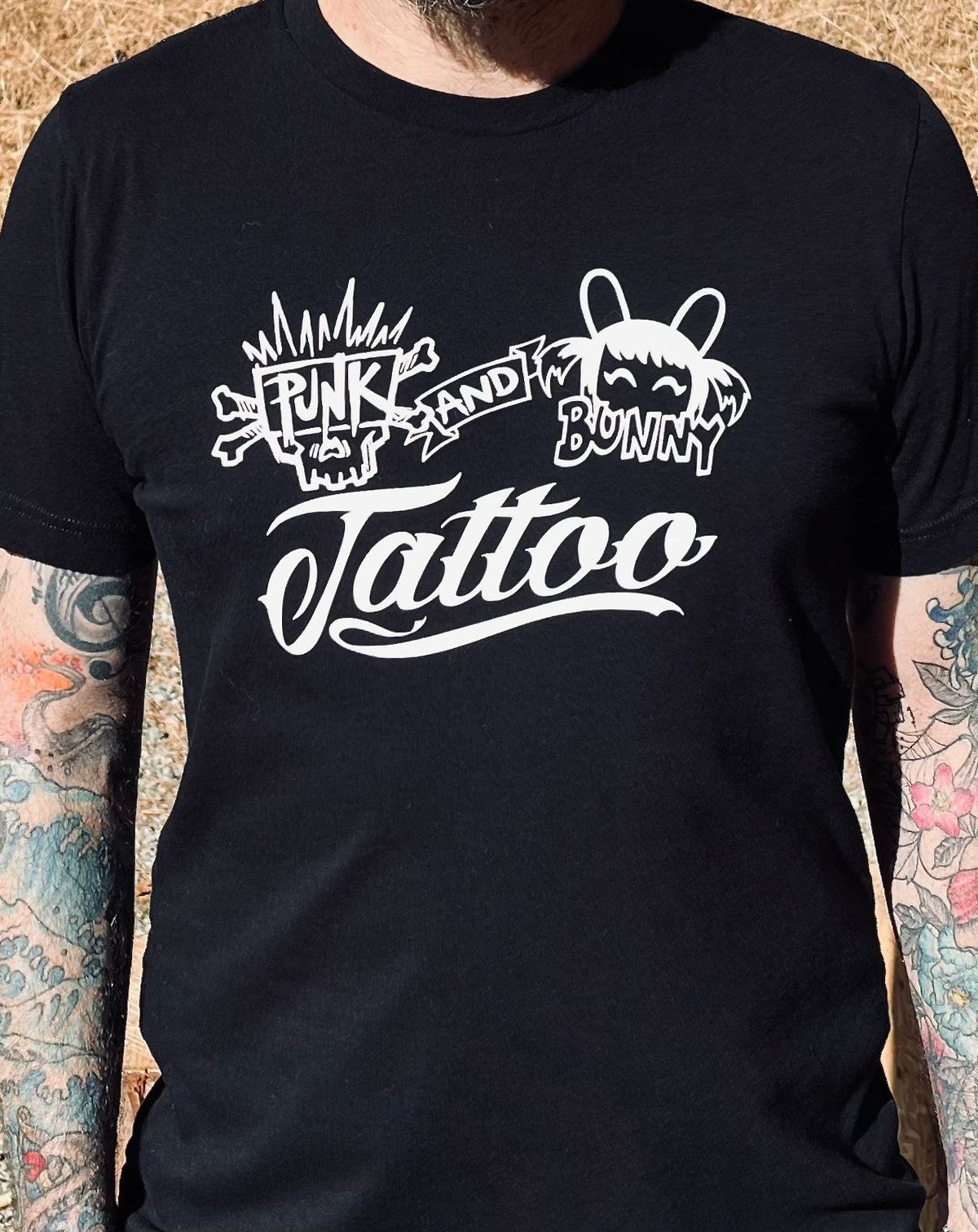 Punk and Bunny Tattoo Traditional Logo Tee The Inkbunny Studios